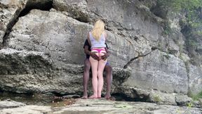 Bigdaddykj: Tiny White Slut Bounces on BBC Outside  Full