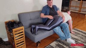 Minx Grrl - Spanked in shiny leggings - Full Version (MP4 Format)