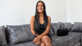 ”Sexy teen Latin gets the blow-job done right straight after the interview!”