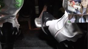 COWBOY BOOTS PEDAL PUMP! Lady Scorpion & Lady Sara: Intense POV Driving & Revving