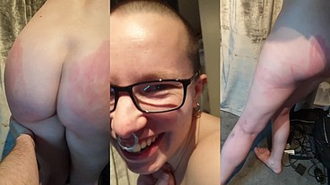 faeriewillow and my Owner decided to have a handprint making contest on my bum!