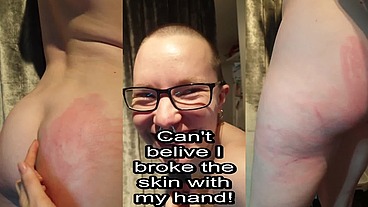 faeriewillow and my Owner decided to have a handprint making contest on my bum!