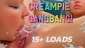 Bitches Fuck And Suck At The Creampie Gangbang