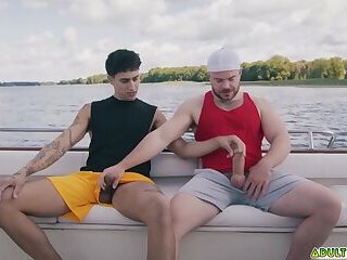 Best buds Marcus McNeil and Angel Elias decide to jerk off together on the boat