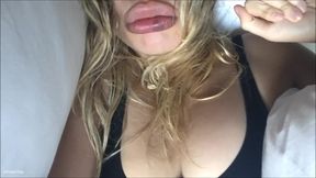 Sensually sucking, slurping, eating a grapefruit (with rambling, wet mouth)