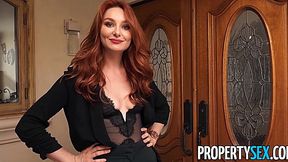 Pretty ginger realtor fucks rich client - Property Sex