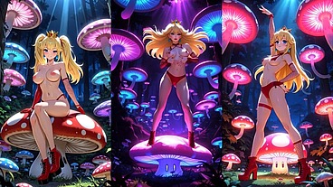 Princess Peach dancing in a magic forest (Ai animation)
