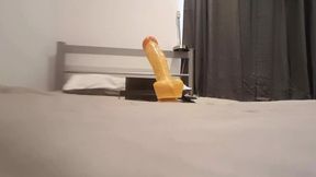 Anal training on 10inch dildo