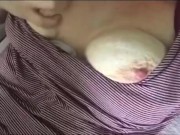 Horny female rubs tits