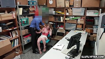 Two ladies, Bonnie Grey and Maya Bijou like to be fucked, by a shopkeeper, in his office