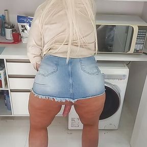 My sexy ass in mini skirt and show my cock!