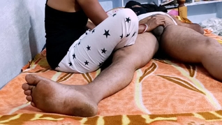 Indian hot wife Homemade handjob blowjob foot job part 1