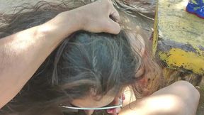 Linda latina follando en playa publica