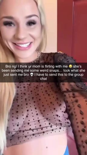 MILF mom shows off nipslip in fishnet stockings with friend