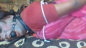 Painfully hogtied bitch struggling to escape