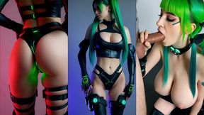 girl with green pigtails part 1. blowjob - ai generated