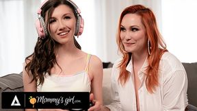 Hot redhead MILF Taylor Gunner teaches stepdaughter Maya Woulfe new hobbies with extreme pussy eatin