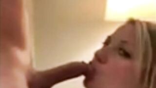 Super Sexy wifey sucking off dick and getting a facial