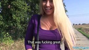 Blonde with Huge Tits Fucks for Cash in Public