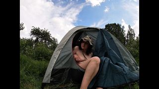 Boobs and Pussy Flashing at the Camping site