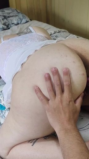 Hot Blonde Housewife Small Tits Big Ass Hairy Pussy Masturbating Waiting to Be Fucked Hard Handjob Cumshot on Tits Part 1