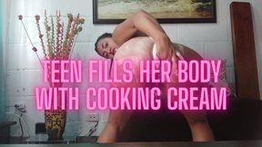 Teen fills her body with cooking cream