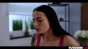 Futa Girls explode with cum after hardcore fuck