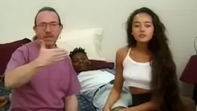 Ethnic amateur jizzed on tits by oldman