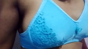 Young Indian Girl Blue Lingerie