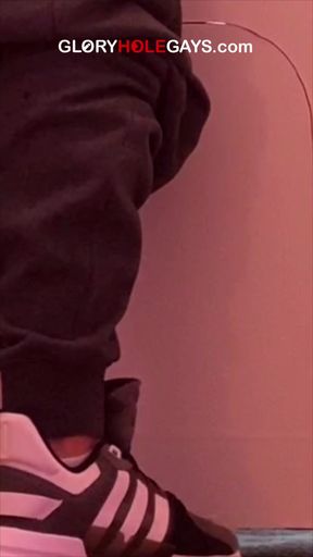 What's hiding in his pants? Young gloryhole guest brings something BIG