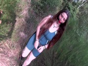 Walking cuffed and gagged outdoors