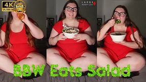 asmr huge salad mukbang: bbw crunching and gulping (4k portrait)