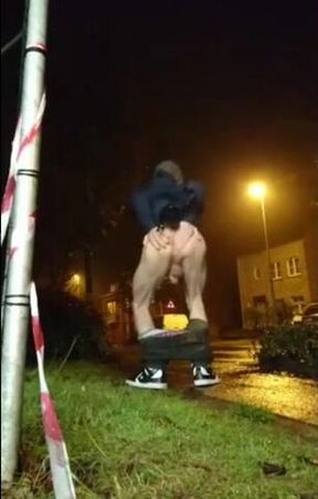 Twink Discreetly Plays With His Ass Outdoors