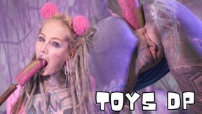 Tattoo Girl Solo Double Penetration with Toys - ANAL Mastrubation - ATM, goth, punk, DP