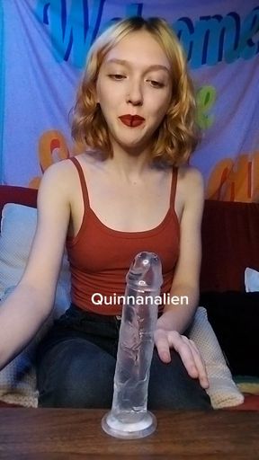 Sucking and licking my dildo with whipped cream on it