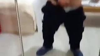 Albanian Dad cumming in front of mirror