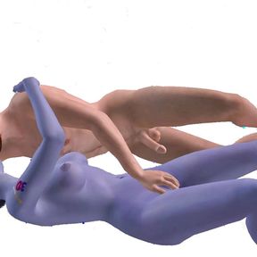 3D Animated Sex Videos: Elf Girl Foreplay with Man - Kissing, Breasts, Pussy Rubbing