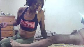Marianna takes a creampie load deep into her mouth