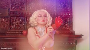 Long opera red latex rubber gloves wearing, sexy pin up MILF