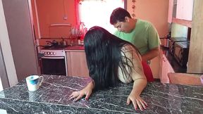 My Hot Stepmom Gets Devoured in the Kitchen - Rea Fucked Standing