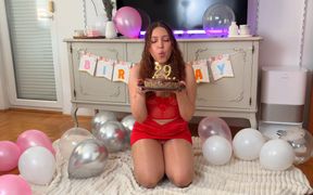 My Naughty Birthday with Foot Play & Fingering in Tights