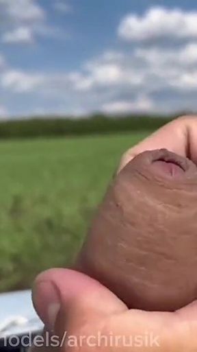 A Naked 18-year-old Boy Catches a Snake and Accidentally Sees Hot Stepdaddy's Cum Jerking off a Big Dick on the Ground