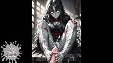 Zombie girl deep throats and gushes creampie in ASMR roleplay