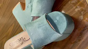 Cum on Blue Denim Wedges