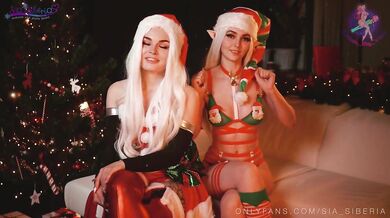 Santa fucks elf creampie Xmas anal fantasy with big tits and strap on