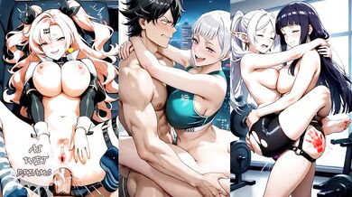 AI Hentai Animation PoV Wet Dreams Cload Cross Black Clover and Naruto Creampie Girls Gushing