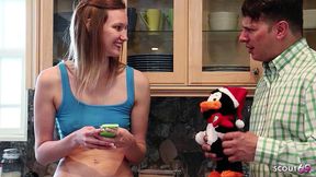 slim step-sister suprised nerd virgin step-brother with his first fuck when home alone