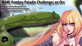 Femboy paladin gets wrecked by massive orc cock