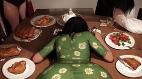 My Woman Was Sitting on My Lap Wearing a Dress so I Snuck My Dick Inside Her in Front of Everyone on Thanksgiving