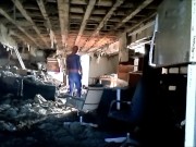 Horny spider looking for his enemy in bombed out building